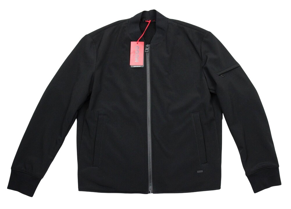 $445 HUGO BOSS Jacket Mens Small Black Buck Water Repellent Softshell Bomber Zip